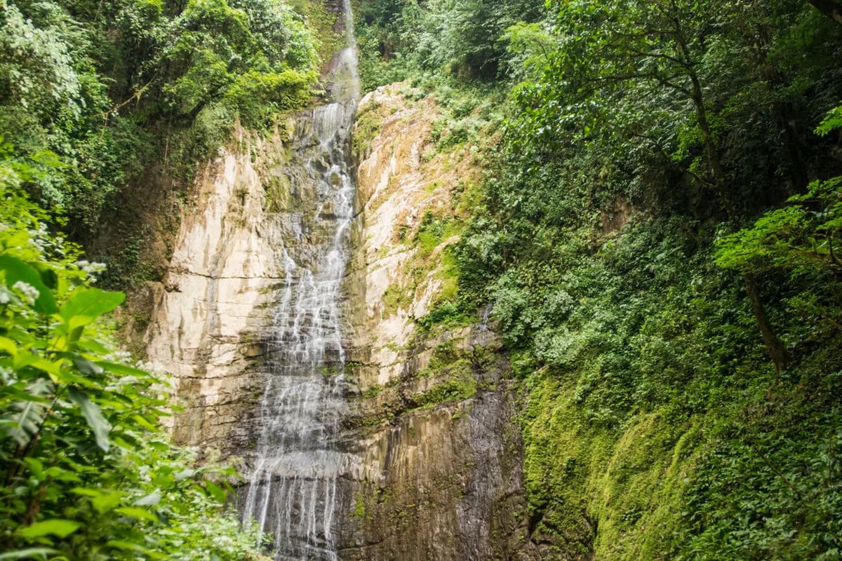 Protected waterfall in the Cerro Nara rainforest of Costa Rica