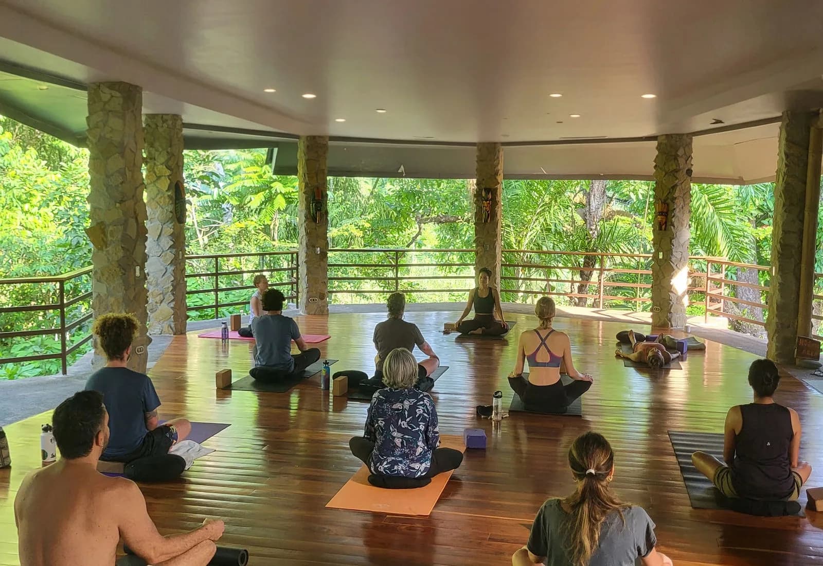 Open-air yoga deck overlooking the Naranjo River